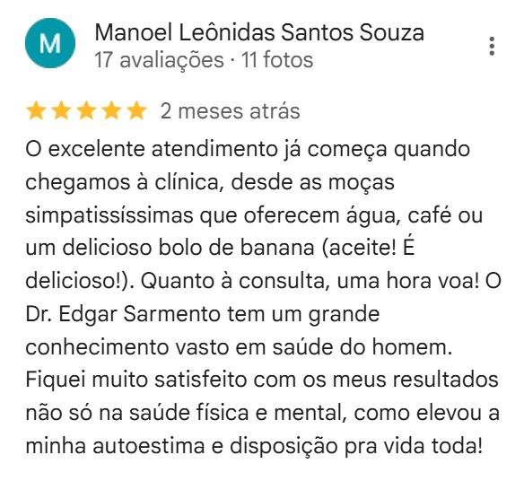 Depoimento Google Dr. Edgar Oliveira Sarmento